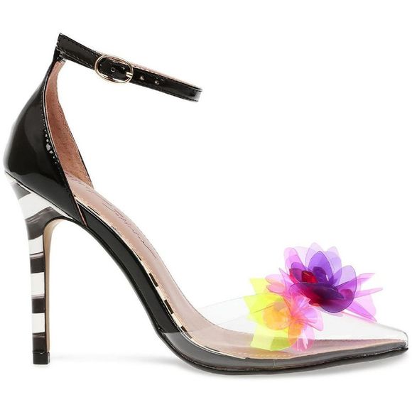 Betsey Johnson Womens Landyn Black Embellished Ankle Strap Heels Shoes - Picture 2 of 4